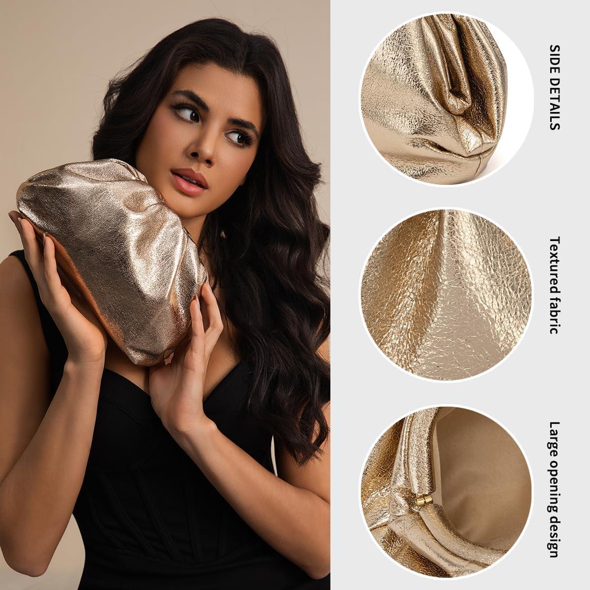 Bolso de Mano de Cuero Vegano PHILOMENA Oro 27.9x8.6cm