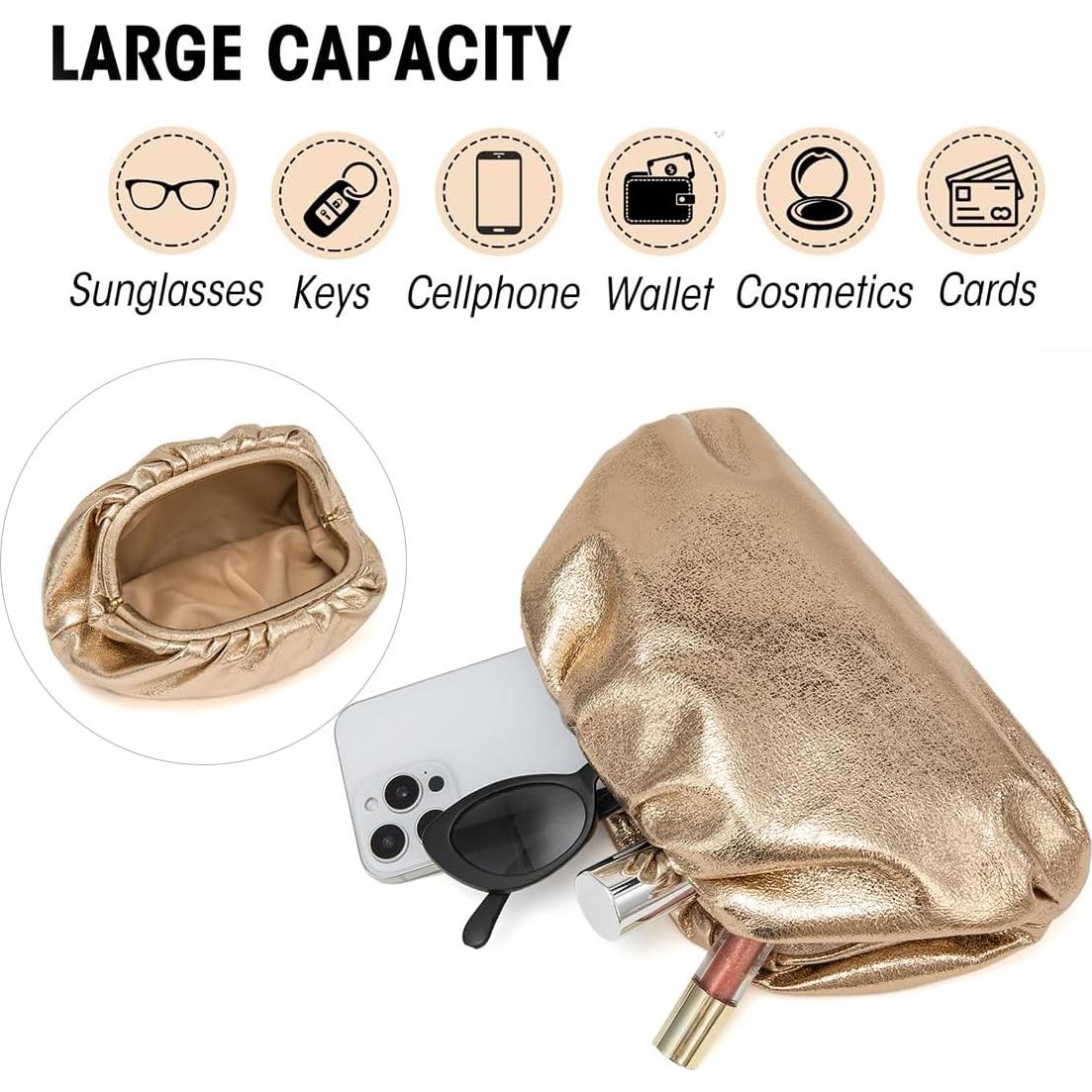 Bolso de Mano de Cuero Vegano PHILOMENA Oro 27.9x8.6cm