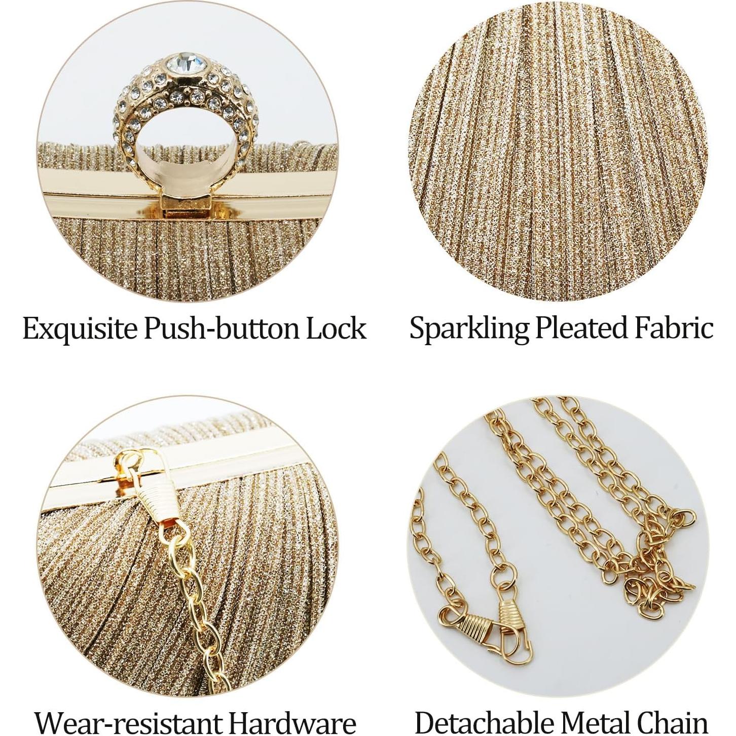 Bolso de Noche Dorado para Mujeres - Clutch Elegante 20x6x13cm