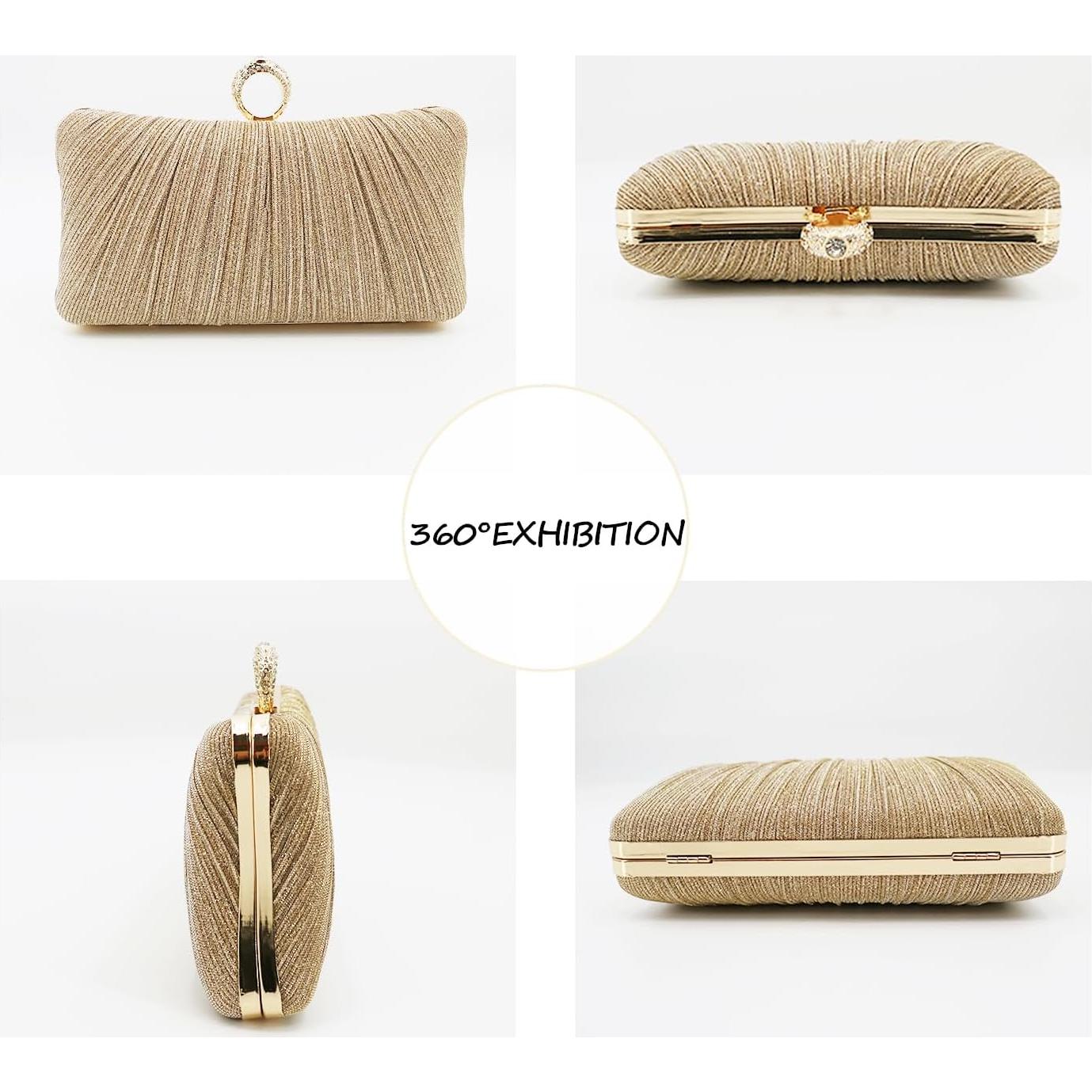 Bolso de Noche Dorado para Mujeres - Clutch Elegante 20x6x13cm