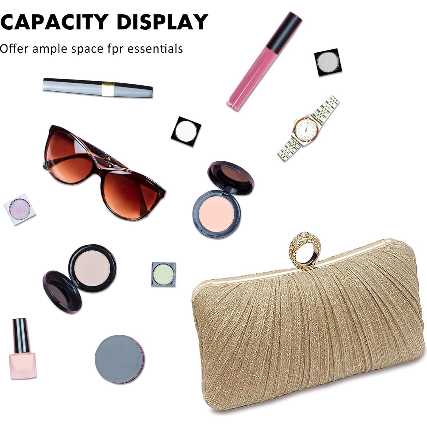 Bolso de Noche Dorado para Mujeres - Clutch Elegante 20x6x13cm