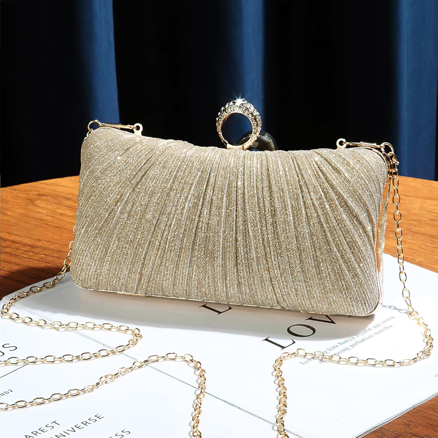 Bolso de Noche Dorado para Mujeres - Clutch Elegante 20x6x13cm