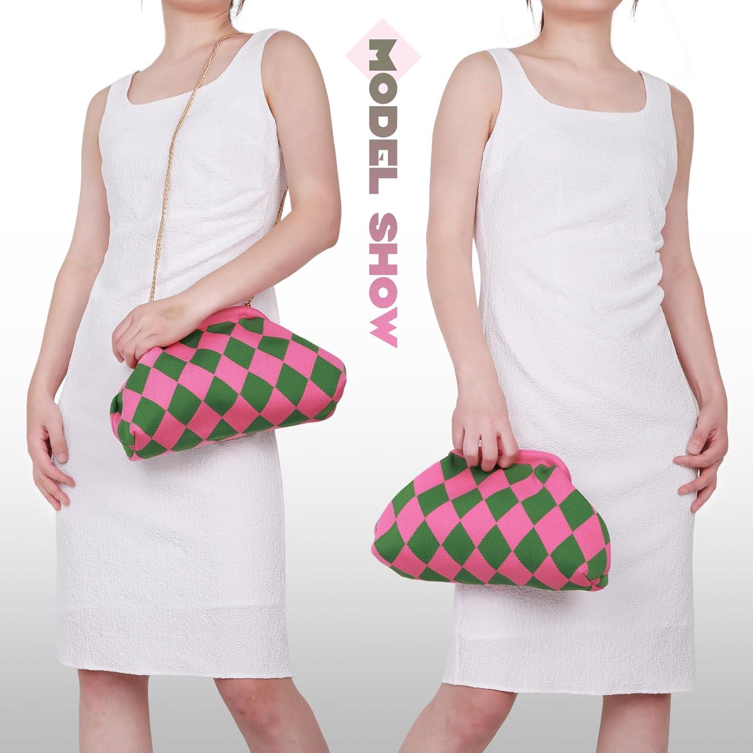 Bolso de Mano Tejido Oweisong para Mujeres Color Bloqueado