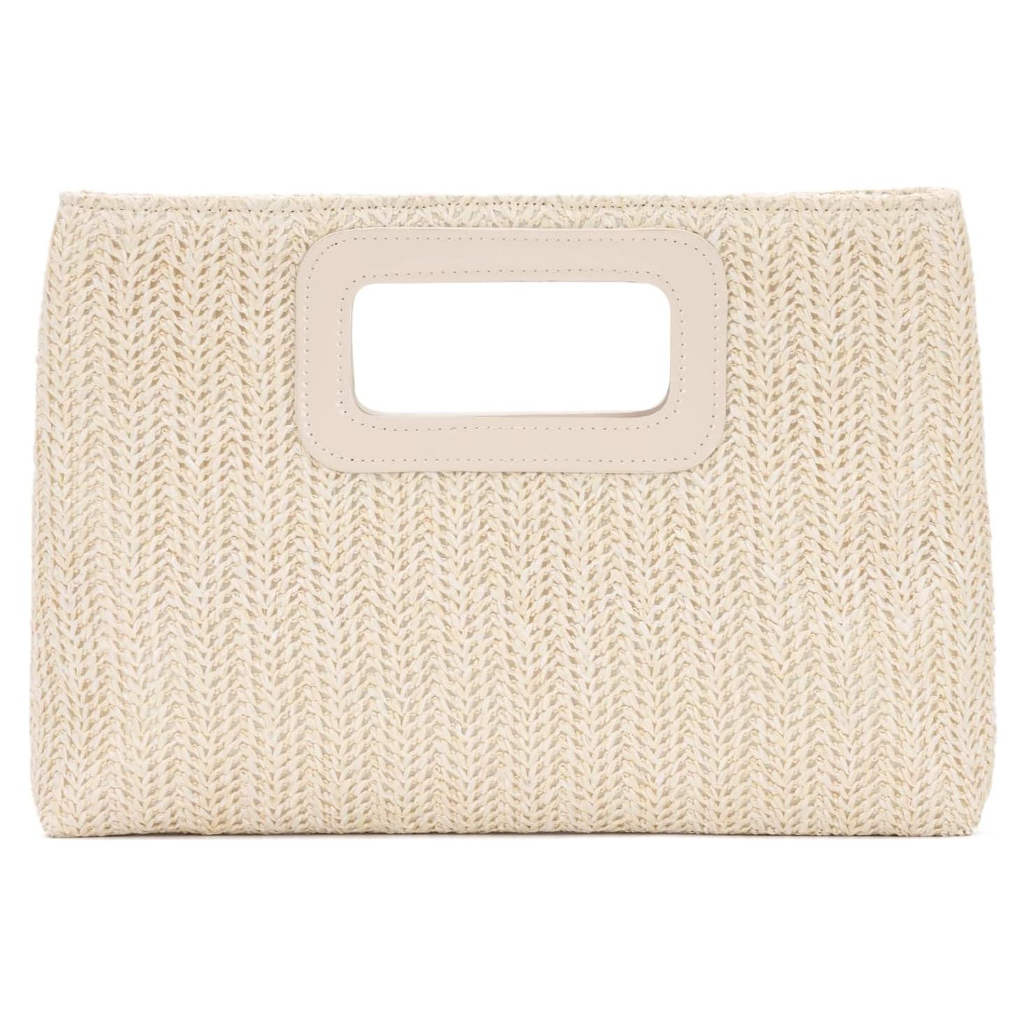 Bolso de mano de paja LUI SUI con cadena desmontable 30x20cm