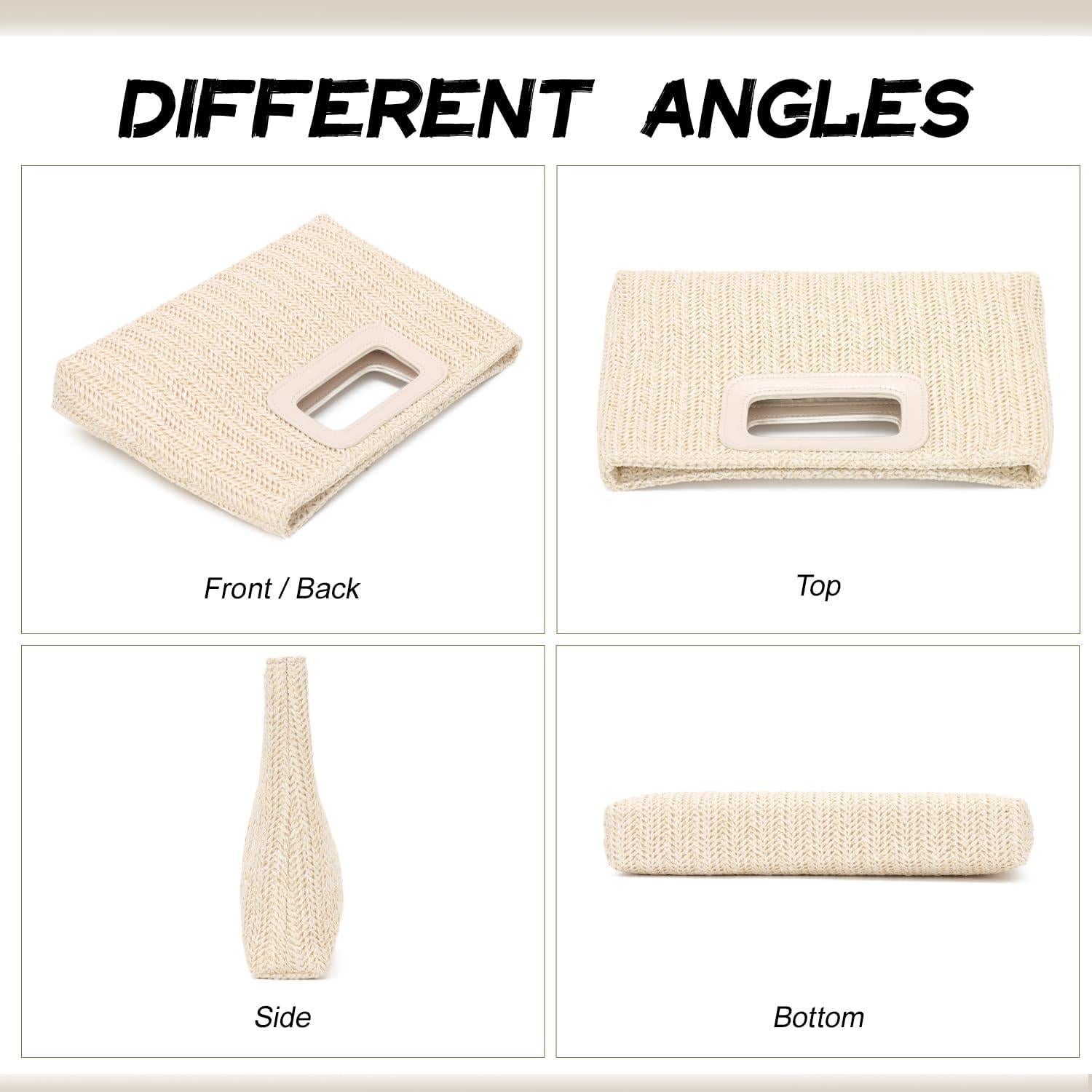 Bolso de mano de paja LUI SUI con cadena desmontable 30x20cm