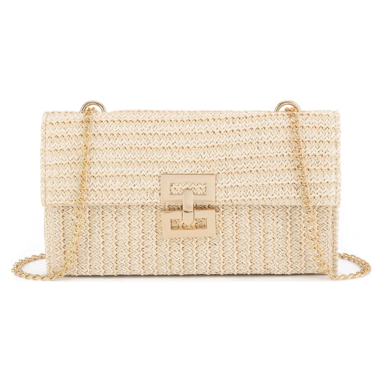 Bolso de mano de paja Ynport para mujer - Tejido de verano 26.5x15cm