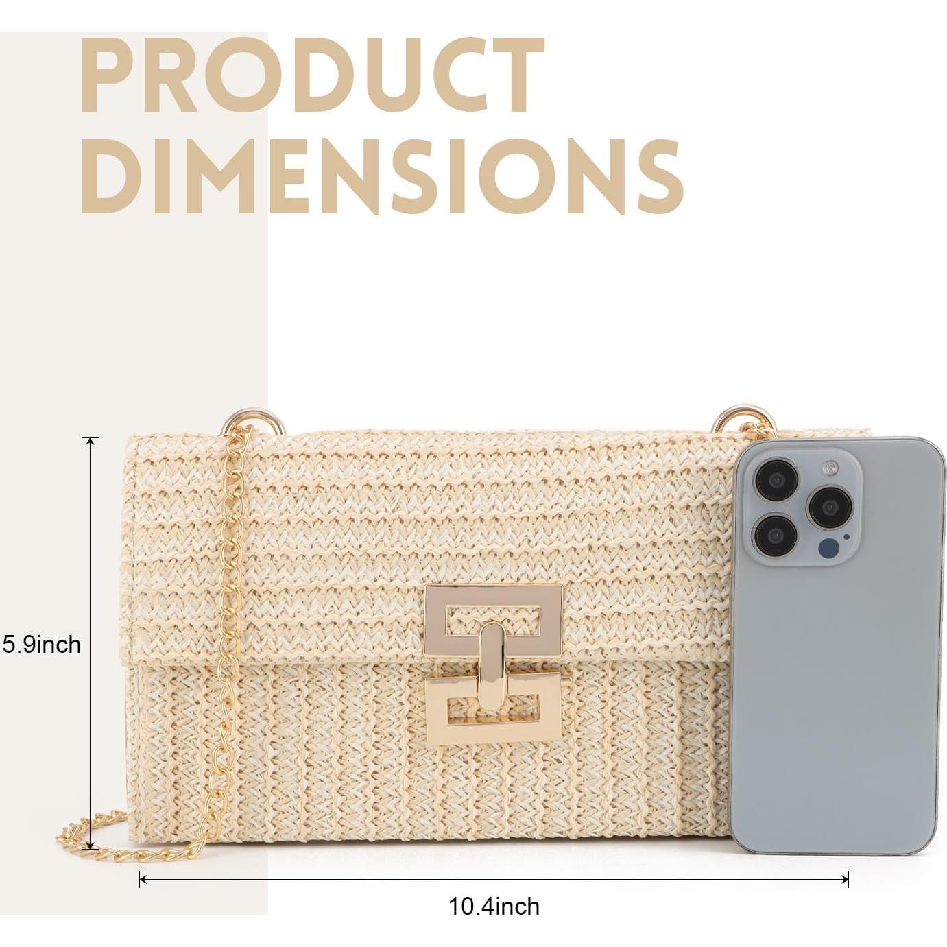 Bolso de mano de paja Ynport para mujer - Tejido de verano 26.5x15cm