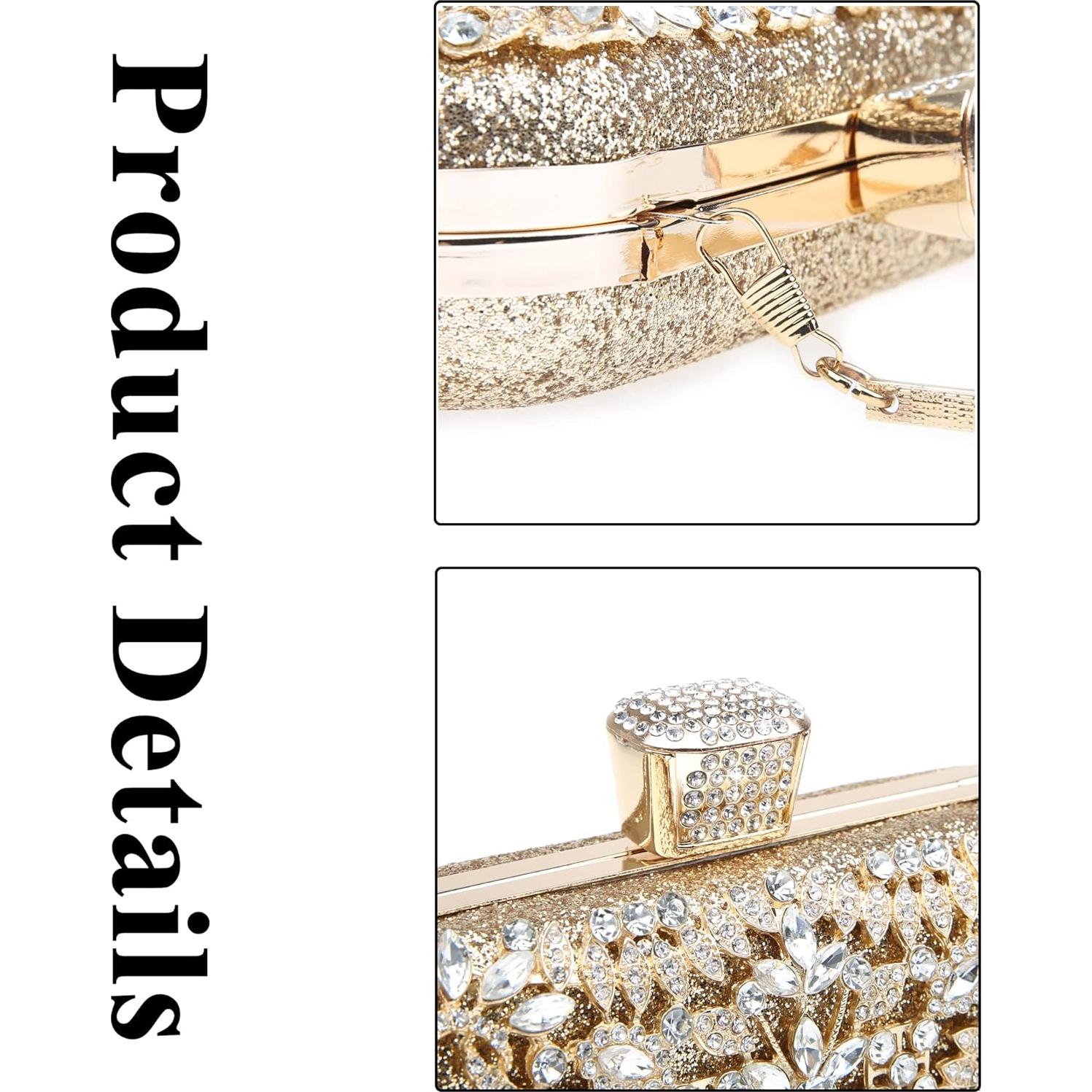 Bolso de mano de cristal brillante con rhinestones para mujer