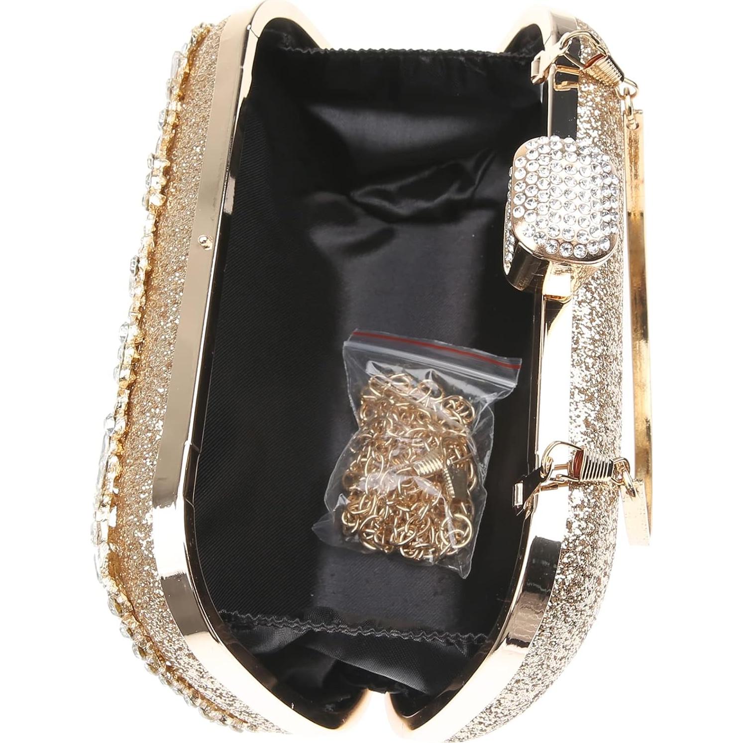 Bolso de mano de cristal brillante con rhinestones para mujer