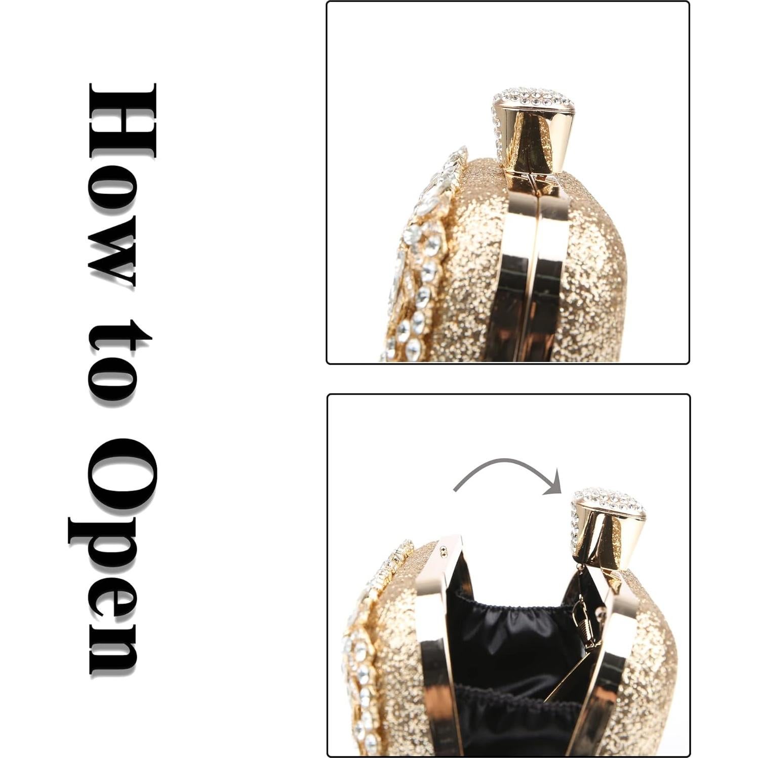 Bolso de mano de cristal brillante con rhinestones para mujer