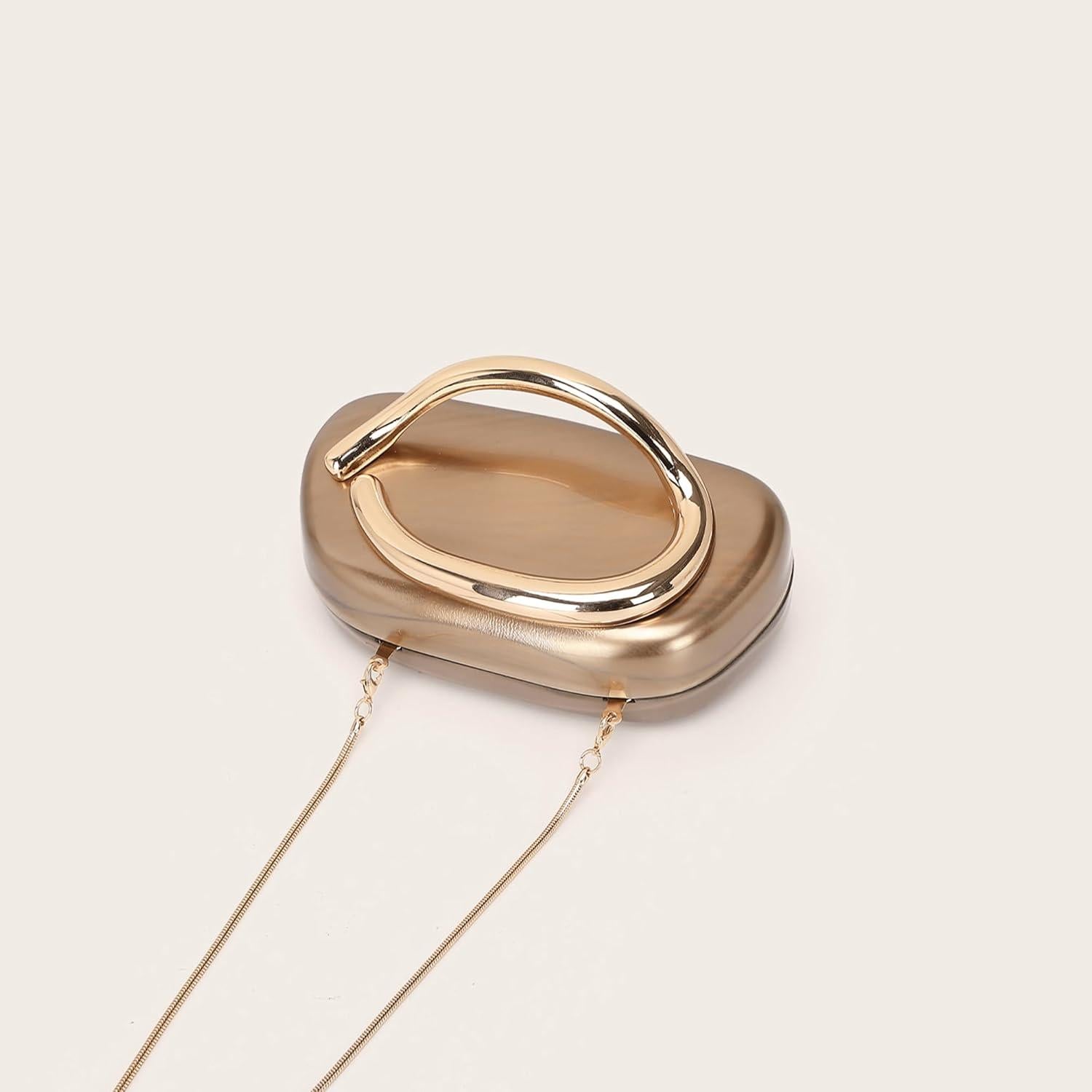 Bolso de Mano Acrílico Buric para Mujeres - 18.5x6x10cm - Bronce