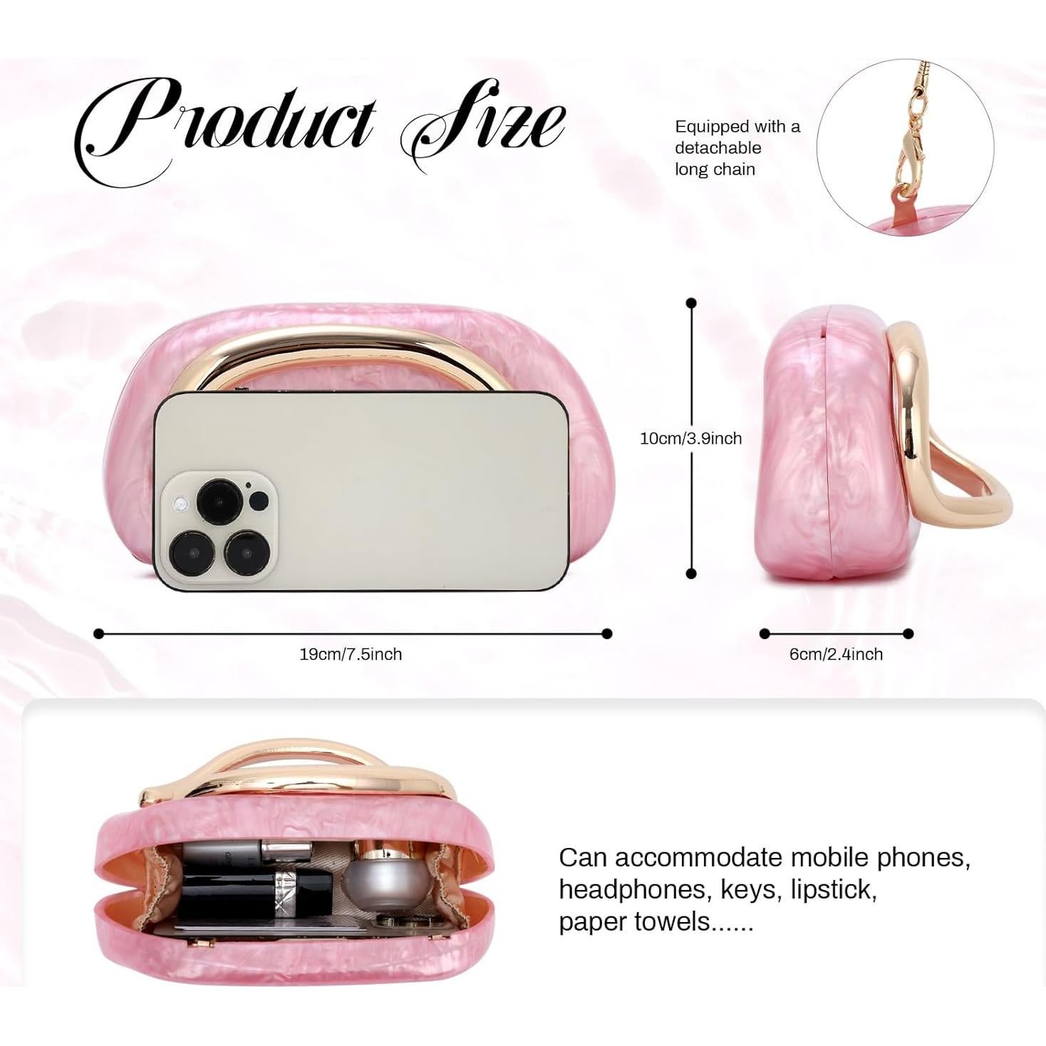 Bolso de Mano Acrílico Oweisong Verde para Mujeres 19x6x10cm