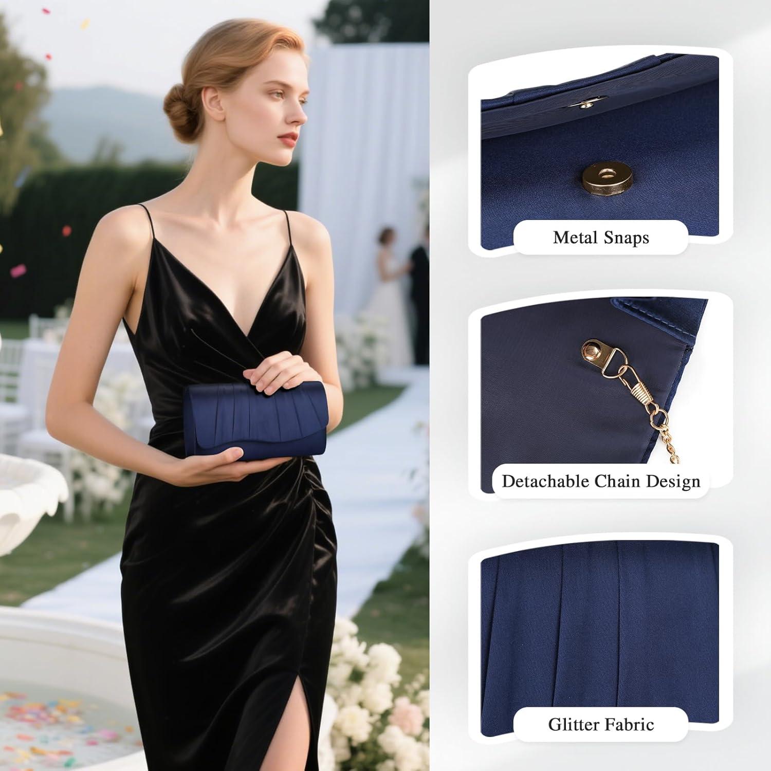 Bolso de Noche Plisado UBAYMAX Azul Marino para Mujeres