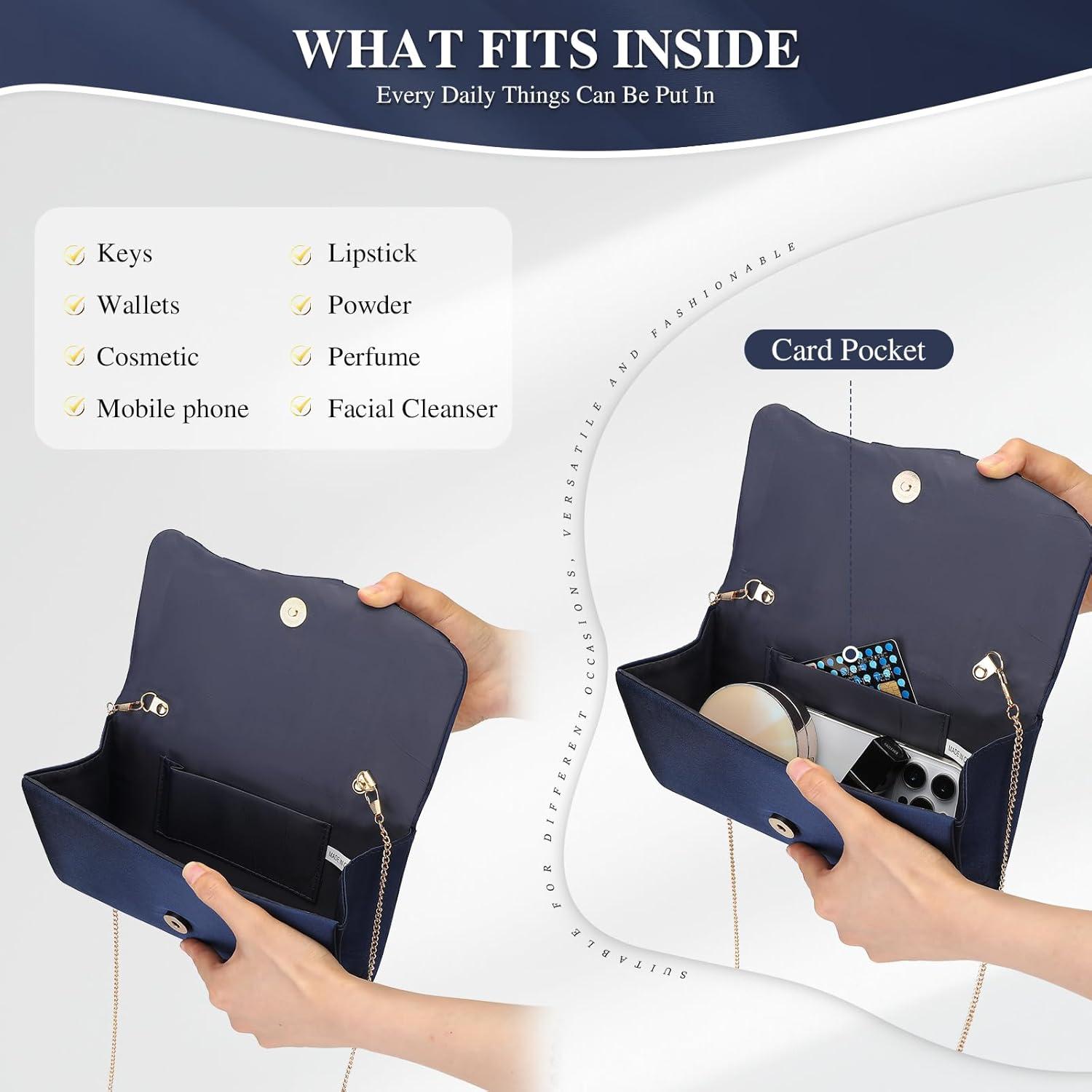 Bolso de Noche Plisado UBAYMAX Azul Marino para Mujeres