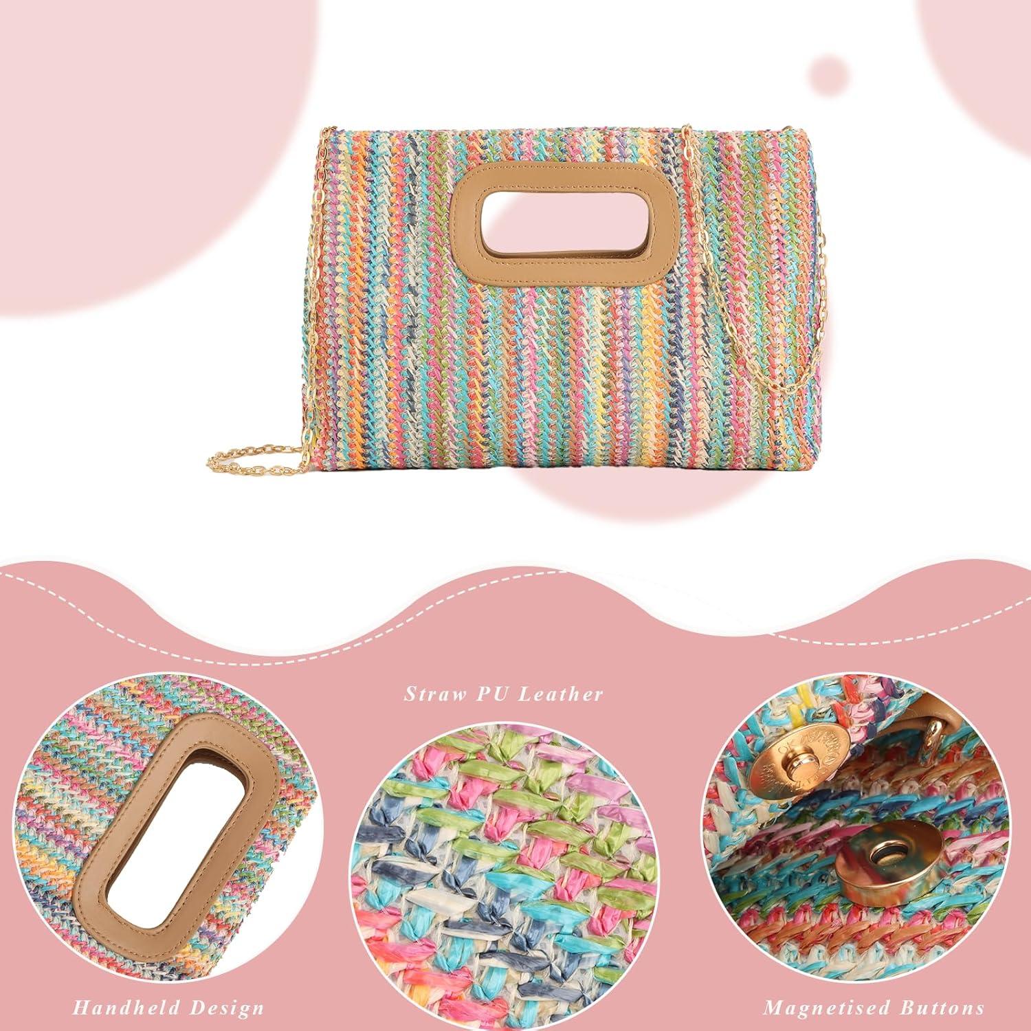 Bolso de Paja Fecialy para Mujeres - Tote de Playa 30x14x47cm