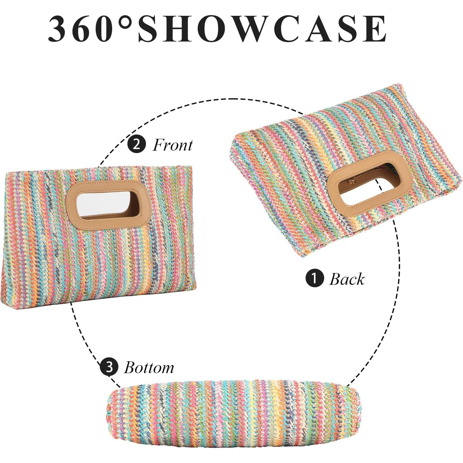 Bolso de Paja Fecialy para Mujeres - Tote de Playa 30x14x47cm