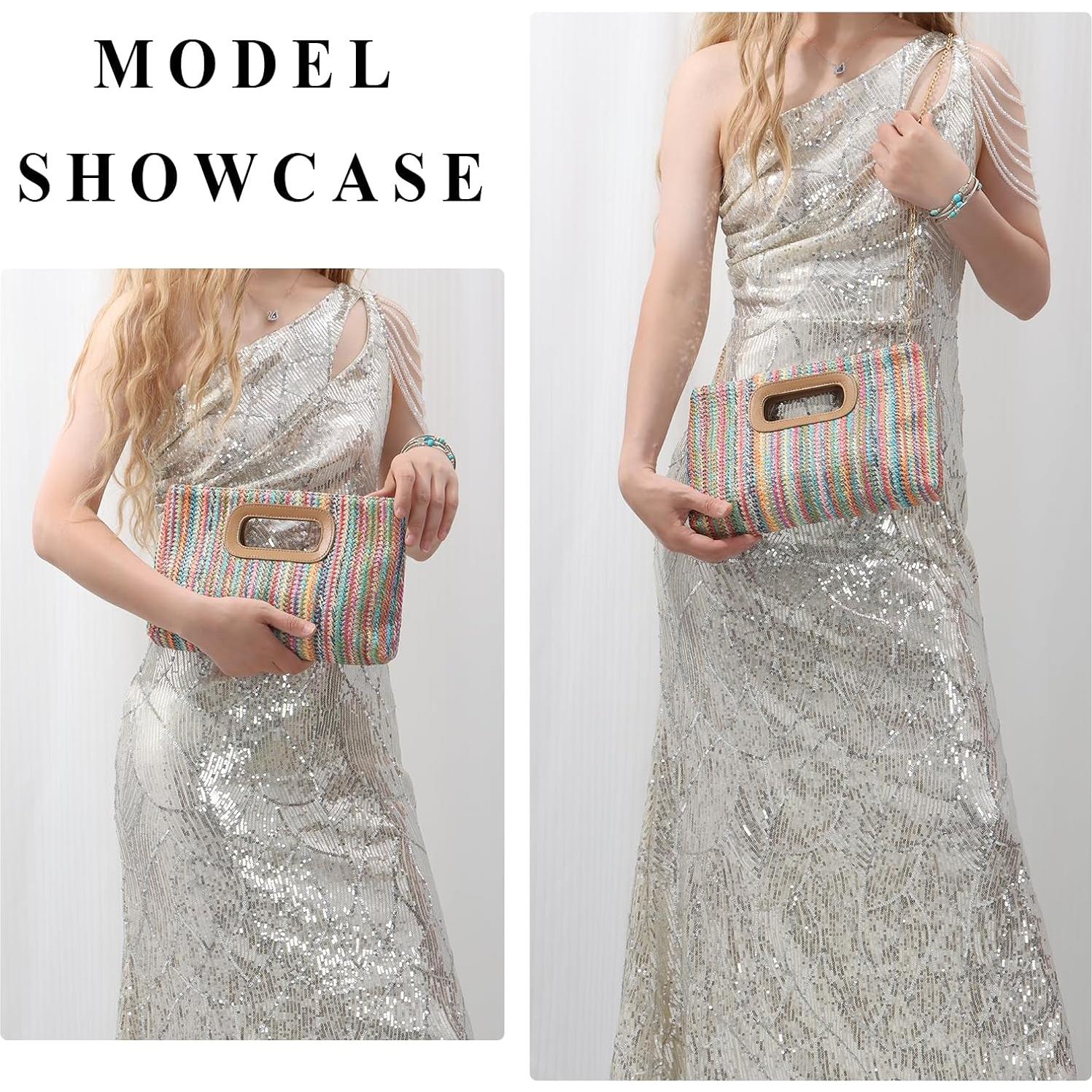 Bolso de Paja Fecialy para Mujeres - Tote de Playa 30x14x47cm