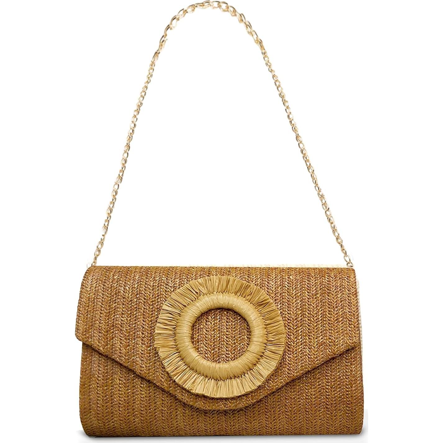 Bolso de paja para mujer Lytosmoo, 23.1x15x5 cm, marrón