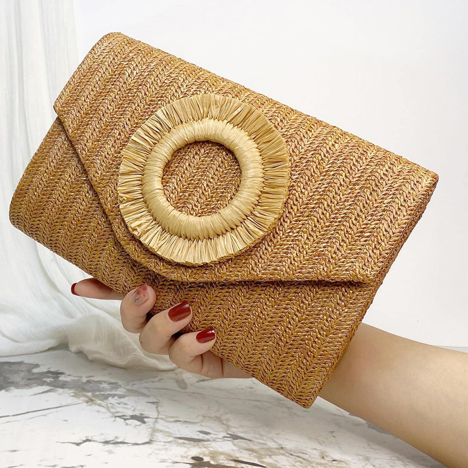 Bolso de paja para mujer Lytosmoo, 23.1x15x5 cm, marrón