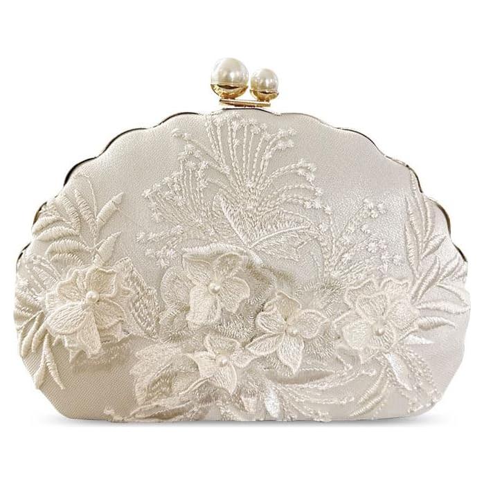 Bolso de Mano de Noche YYW para Mujeres Bordado Blanco Roto