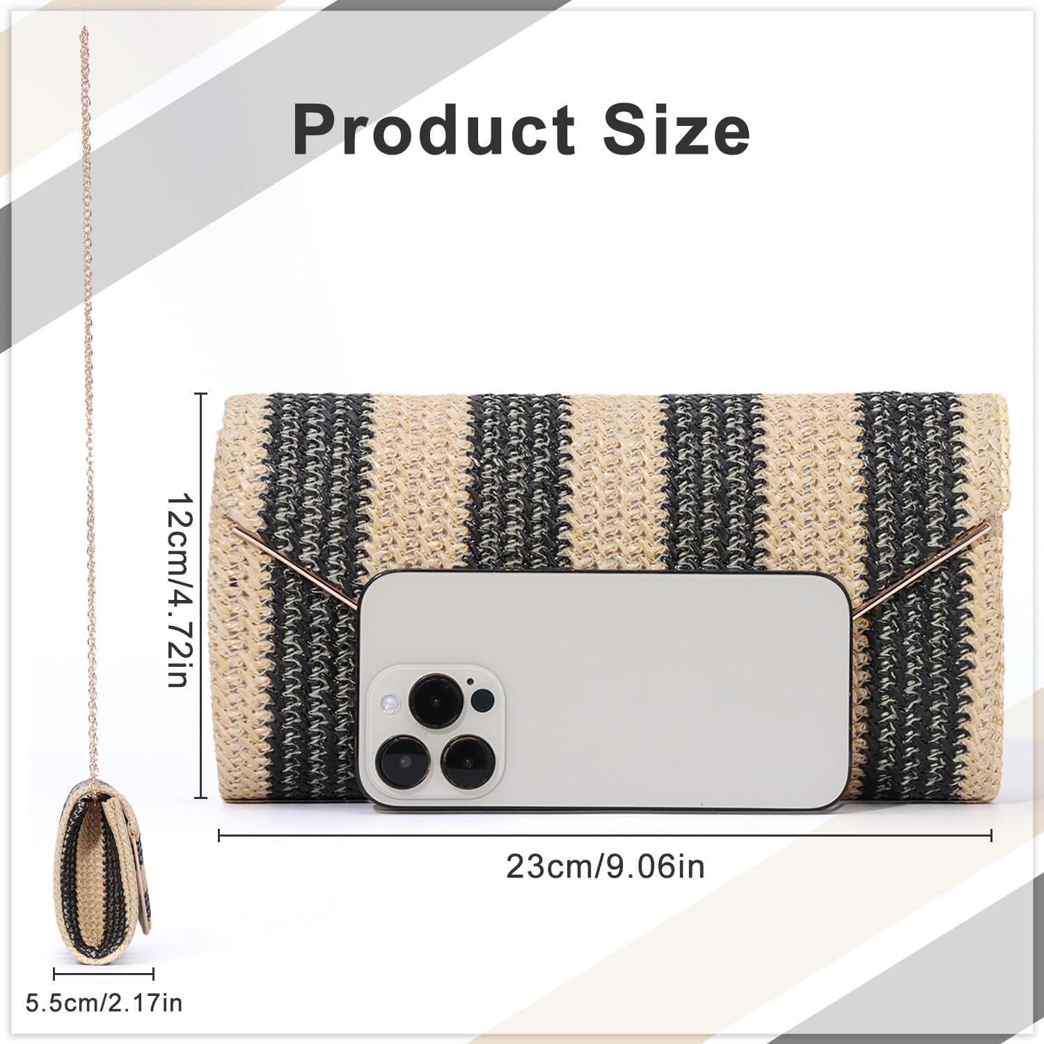 Bolso de mano de paja SUKUTU para mujeres con correa de cadena