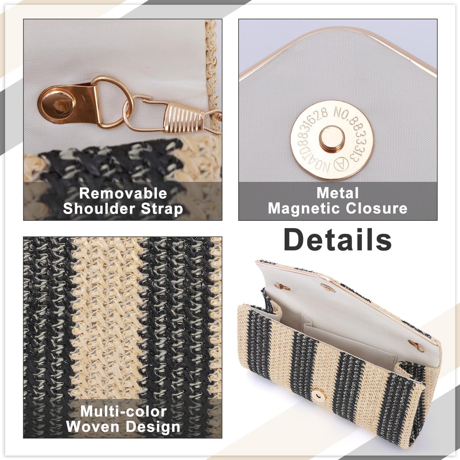 Bolso de mano de paja SUKUTU para mujeres con correa de cadena