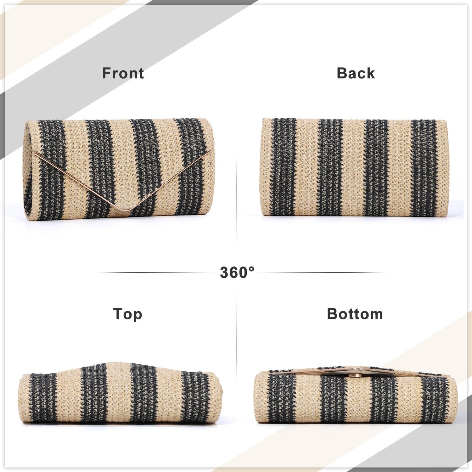 Bolso de mano de paja SUKUTU para mujeres con correa de cadena