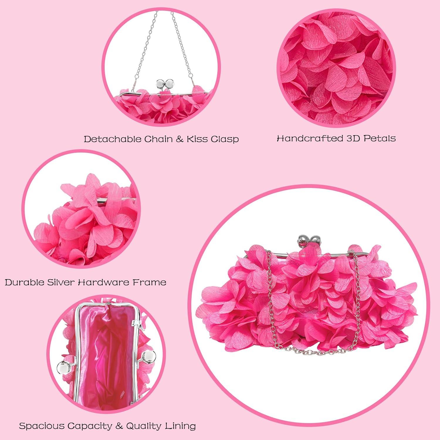 Bolso Clutch Floral Rosa Fucsia para Mujeres - Elegante y Práctico