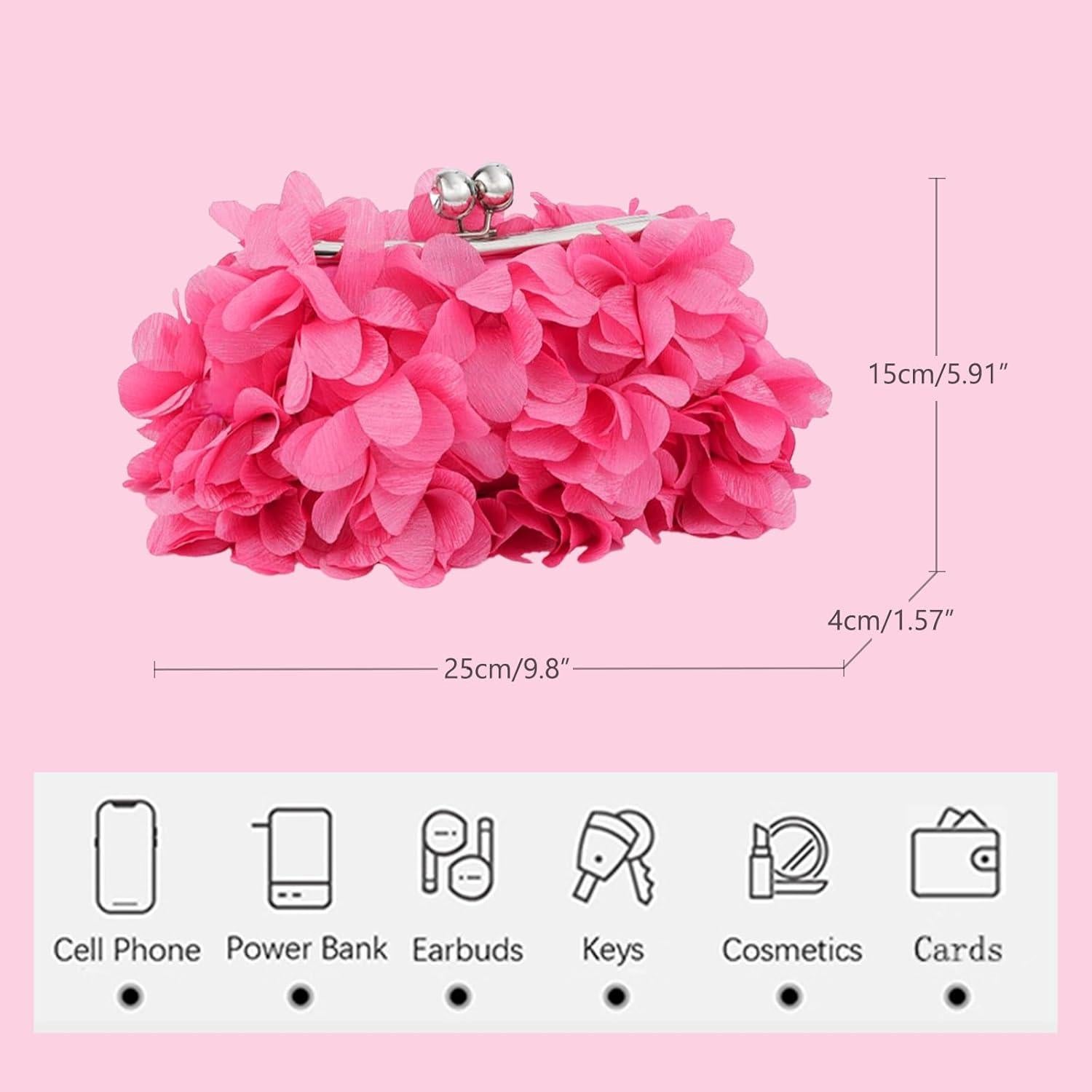 Bolso Clutch Floral Rosa Fucsia para Mujeres - Elegante y Práctico