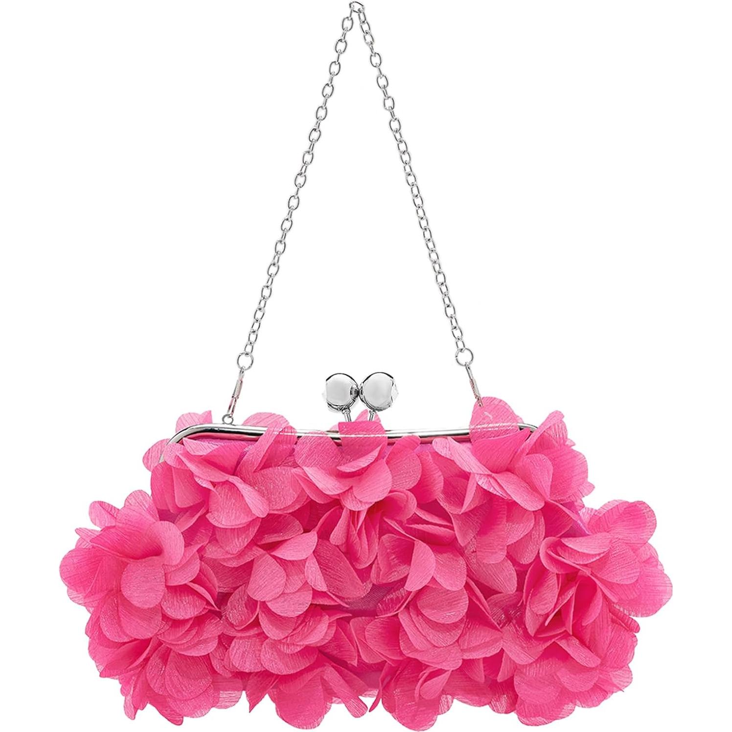 Bolso Clutch Floral Rosa Fucsia para Mujeres - Elegante y Práctico