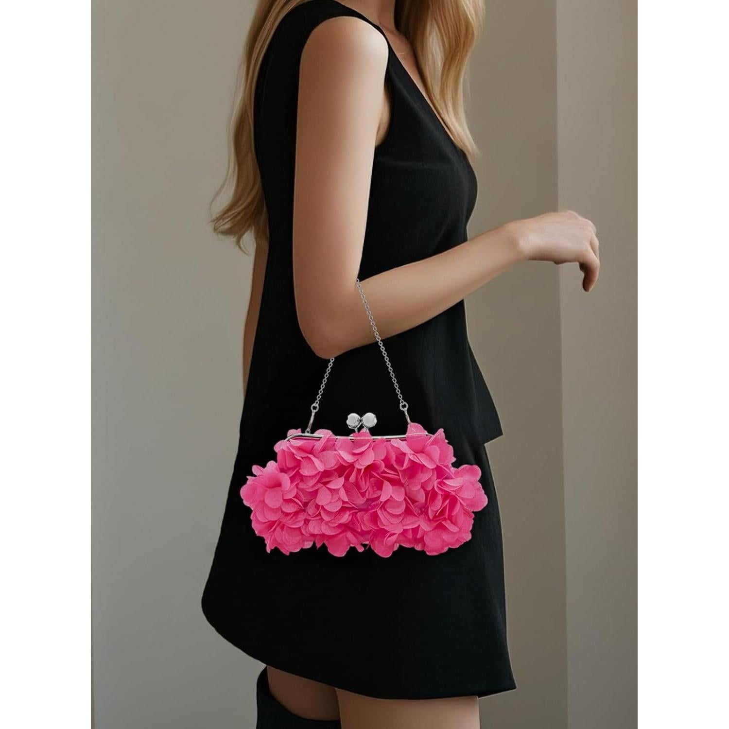 Bolso Clutch Floral Rosa Fucsia para Mujeres - Elegante y Práctico