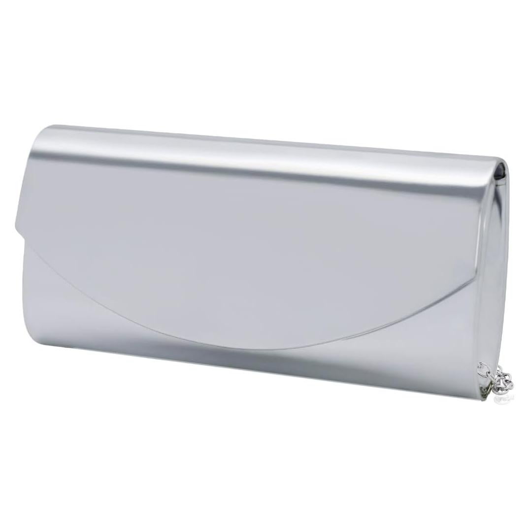 Bolso de Mano Larcenciel de Cuero Sintético Metalizado Plata