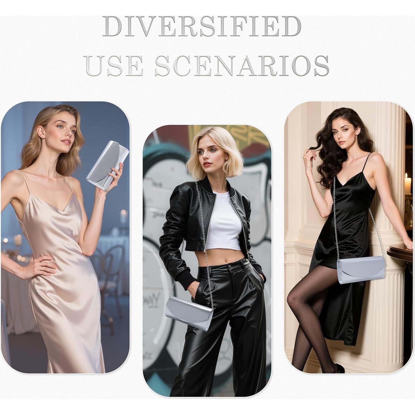 Bolso de Mano Larcenciel de Cuero Sintético Metalizado Plata