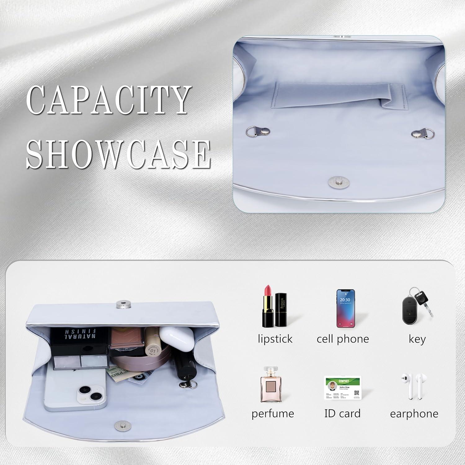 Bolso de Mano Larcenciel de Cuero Sintético Metalizado Plata