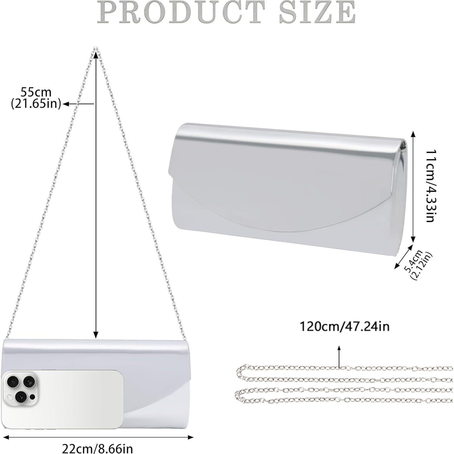 Bolso de Mano Larcenciel de Cuero Sintético Metalizado Plata