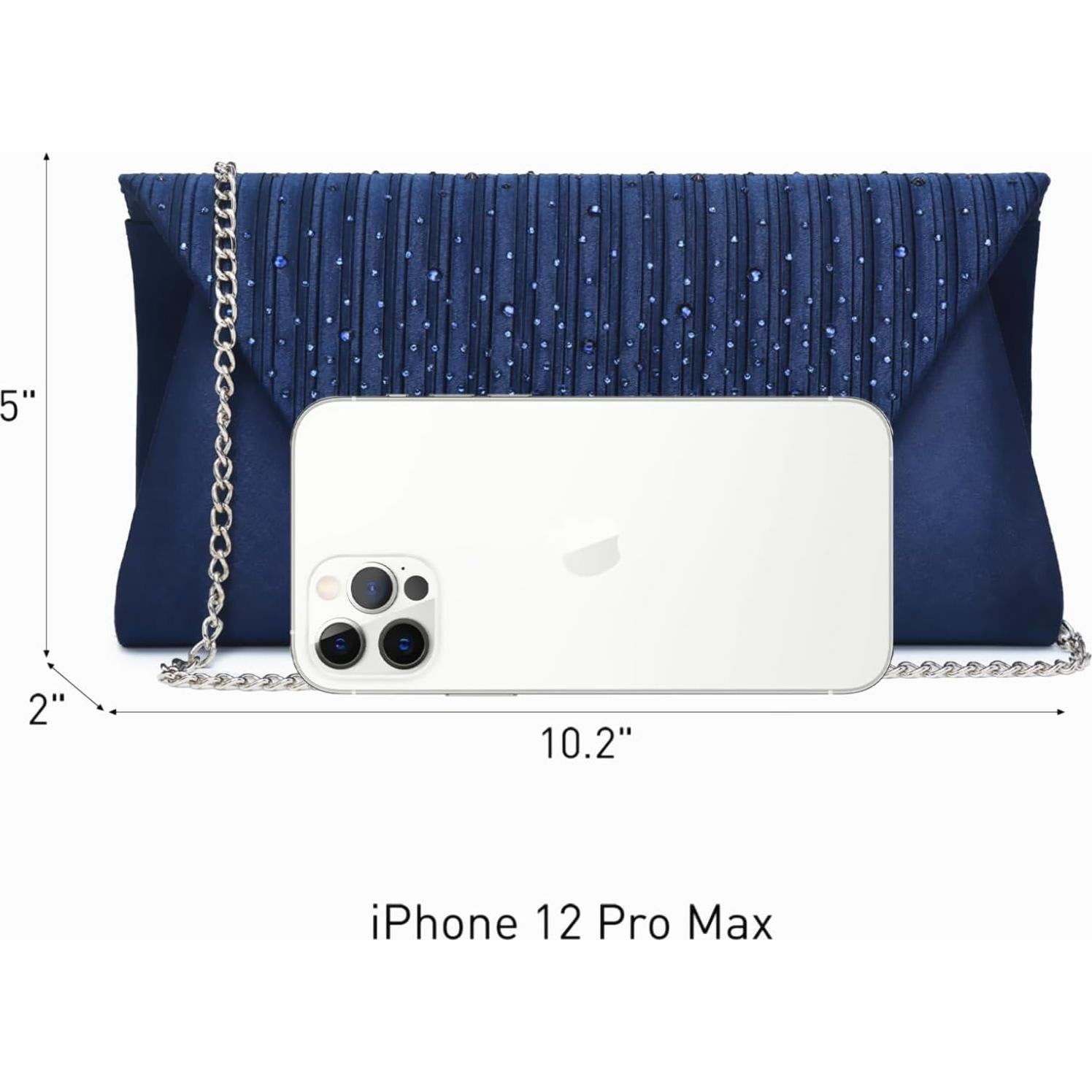 Bolso Clutch de Noche Dasein para Mujeres con Strass Azul Marino