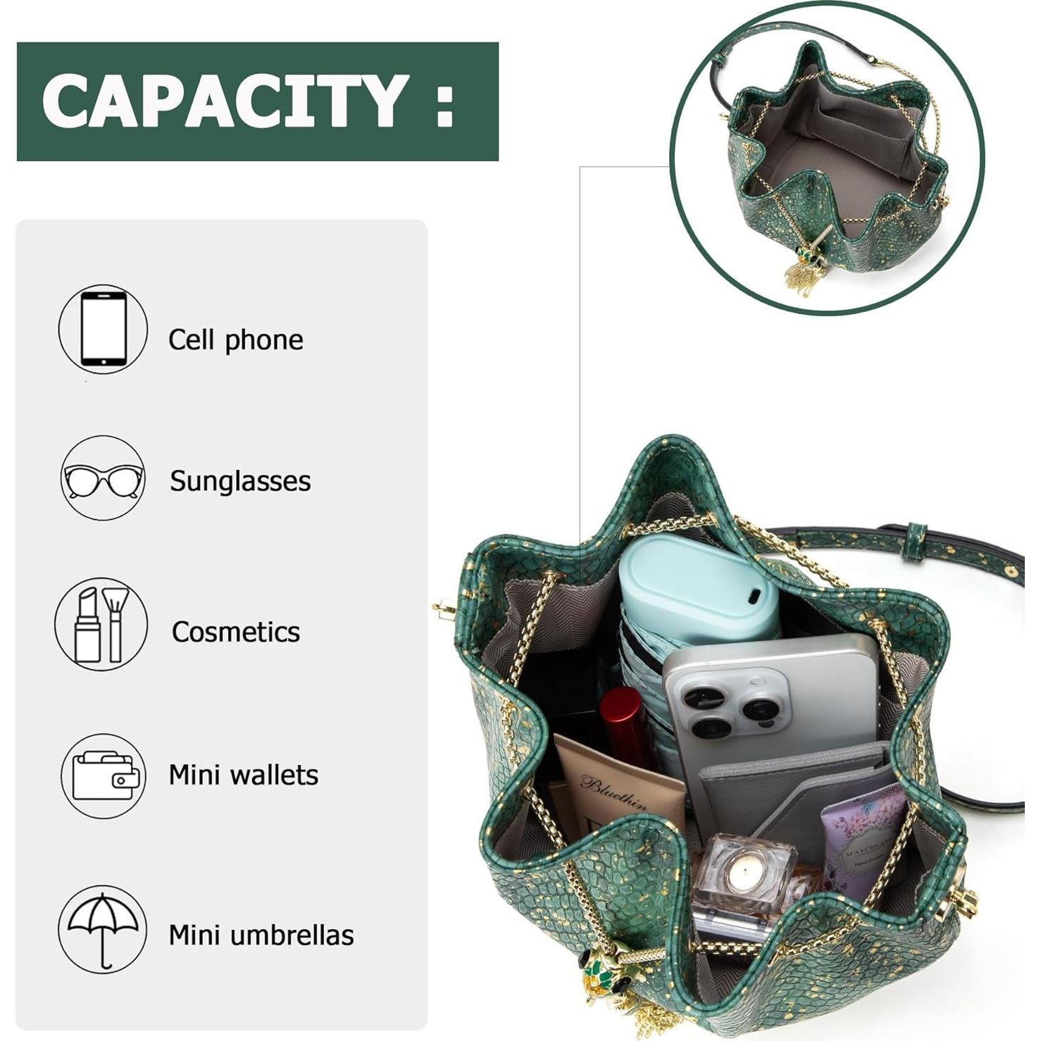 Bolso Clutch de Noche Brillante Rhinestone Verde Oscuro 16.76x10.92cm