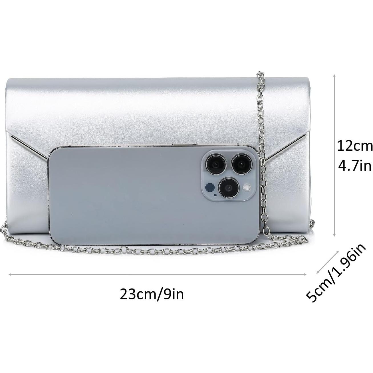 Bolso Clutch de Noche DETARA para Mujeres en Cuero Vegano Plateado