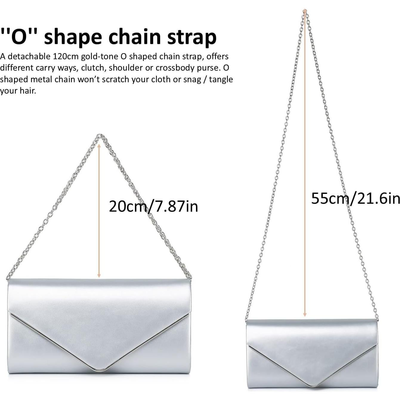 Bolso Clutch de Noche DETARA para Mujeres en Cuero Vegano Plateado