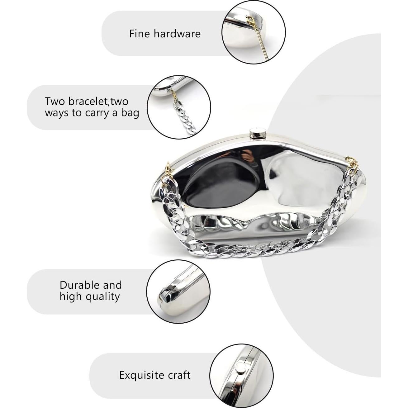 Bolso de mano acrílico plateado Blinkgoo 67.1x34x15.1 cm