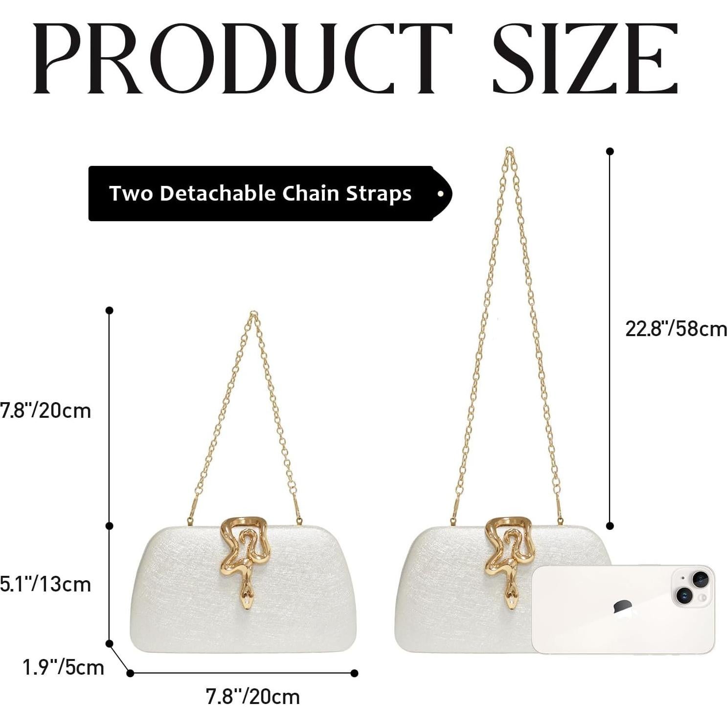 Bolso de mano de brillo FUKEFUKEUS blanco con cierre de serpiente