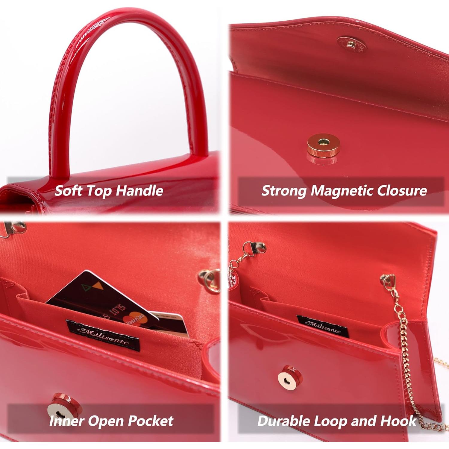 Bolso de Noche para Mujeres Milisente Clutch Rojo Brillante