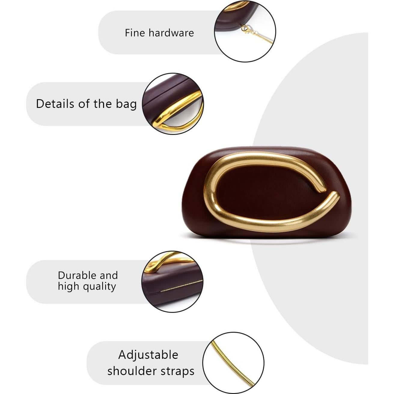 Bolso de Mano de Noche para Mujeres - Cuero PU Rojo Vino