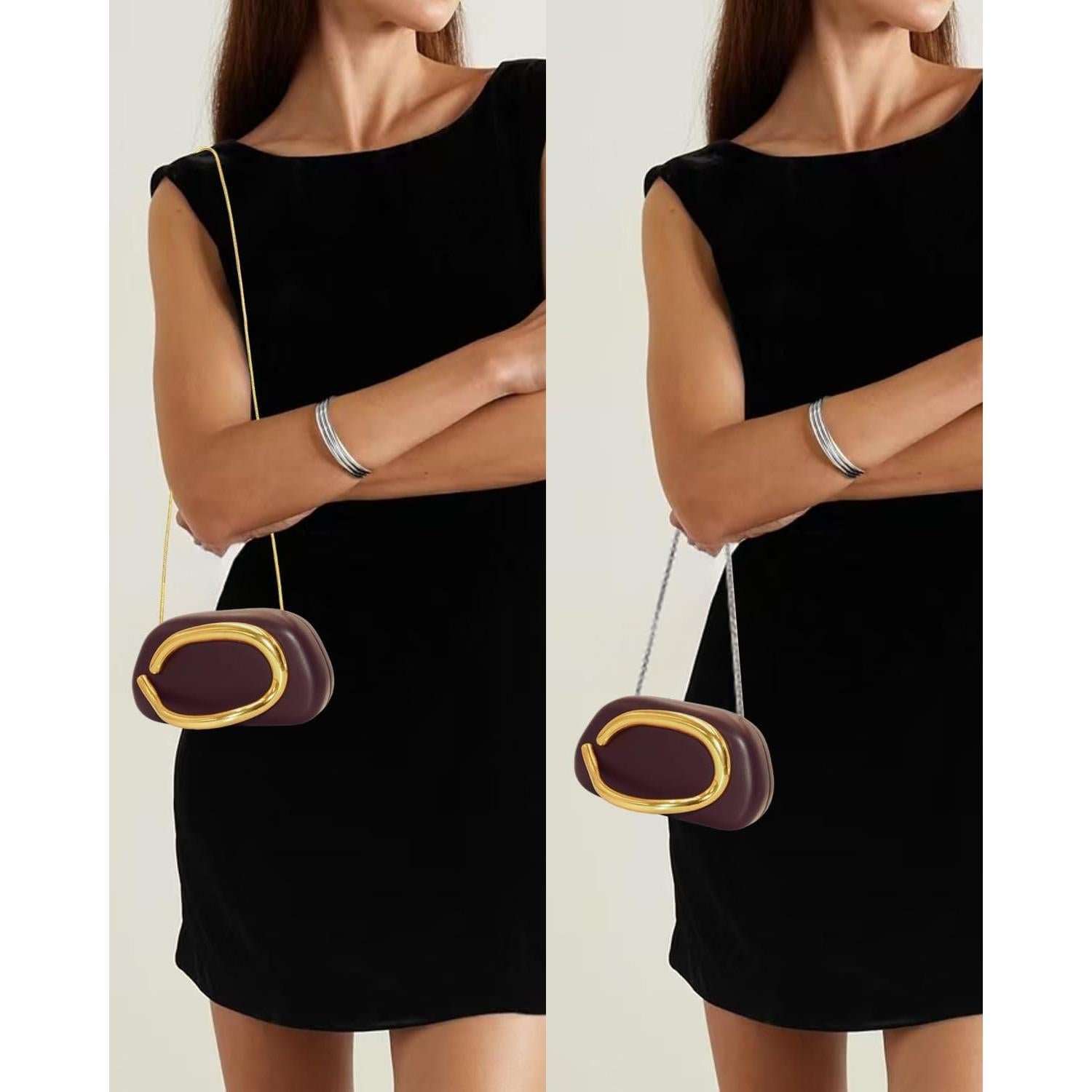 Bolso de Mano de Noche para Mujeres - Cuero PU Rojo Vino