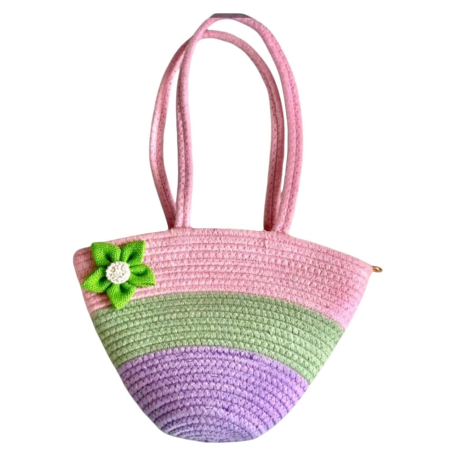 Bolso de Hombro Redondo de Yute Vintage Vogue para Mujeres