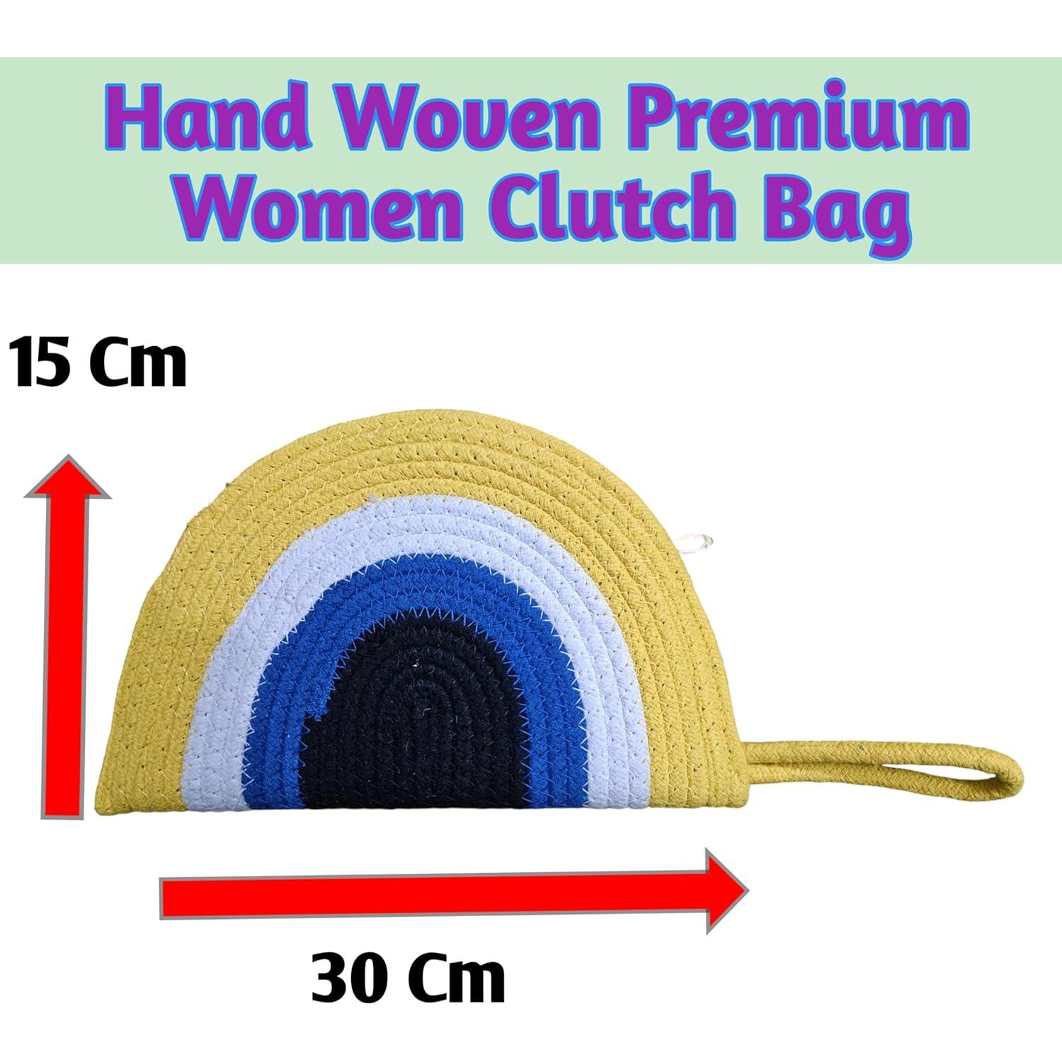 Clutch de yute Vintage Vogue en forma de media luna 15x5x12cm