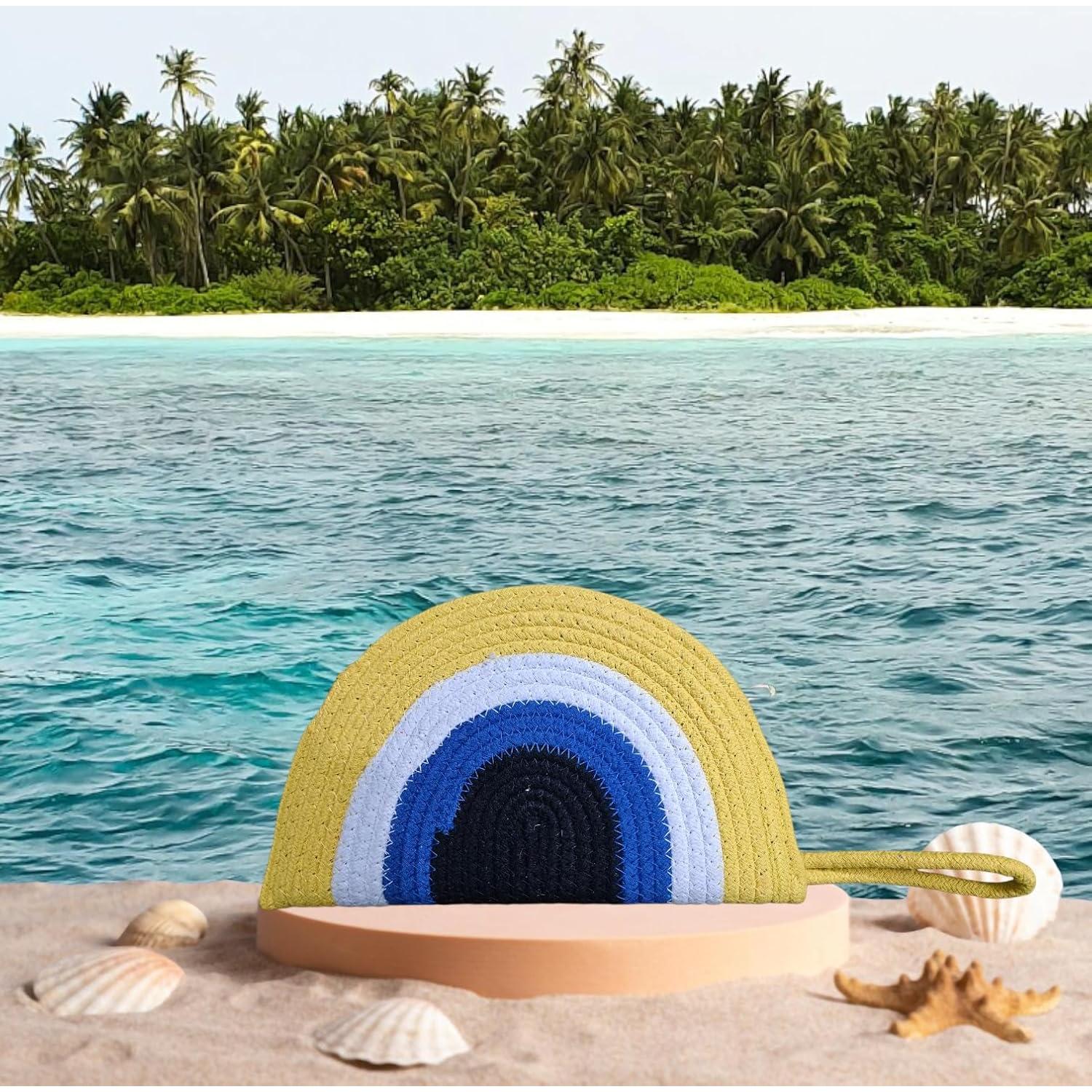 Clutch de yute Vintage Vogue en forma de media luna 15x5x12cm