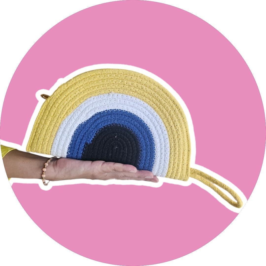 Clutch de yute Vintage Vogue en forma de media luna 15x5x12cm