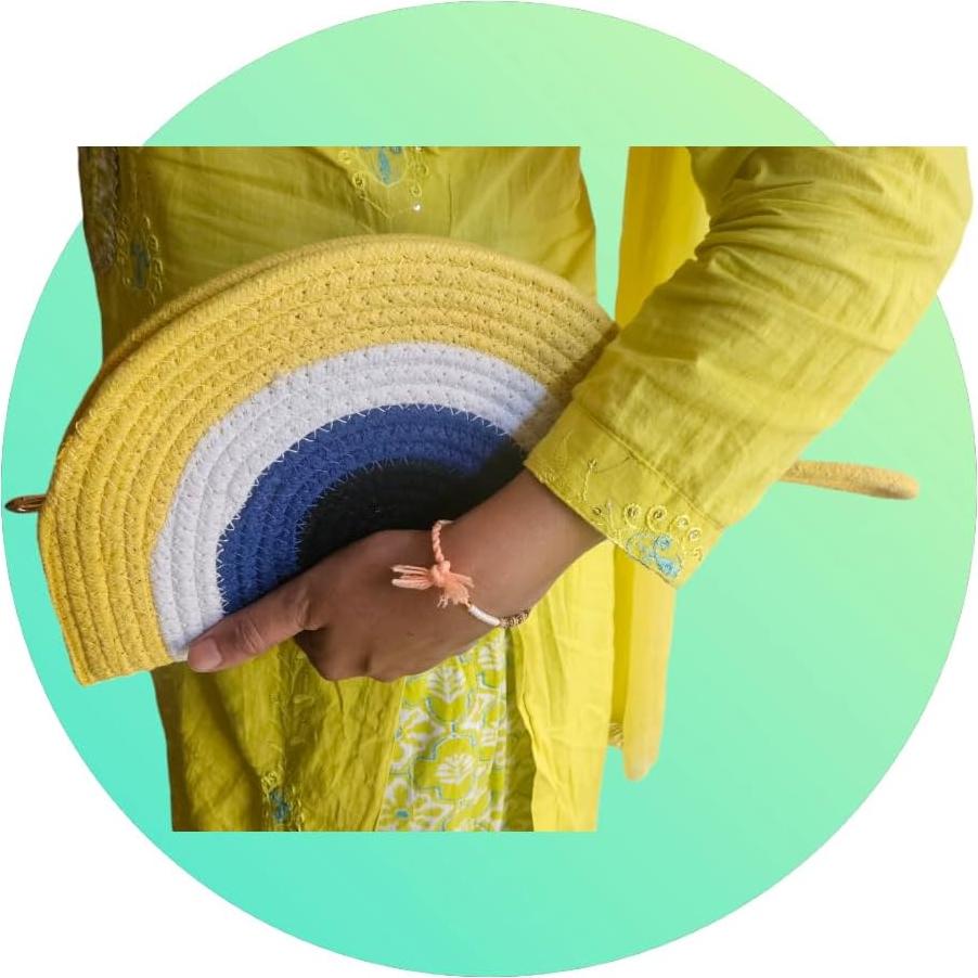 Clutch de yute Vintage Vogue en forma de media luna 15x5x12cm