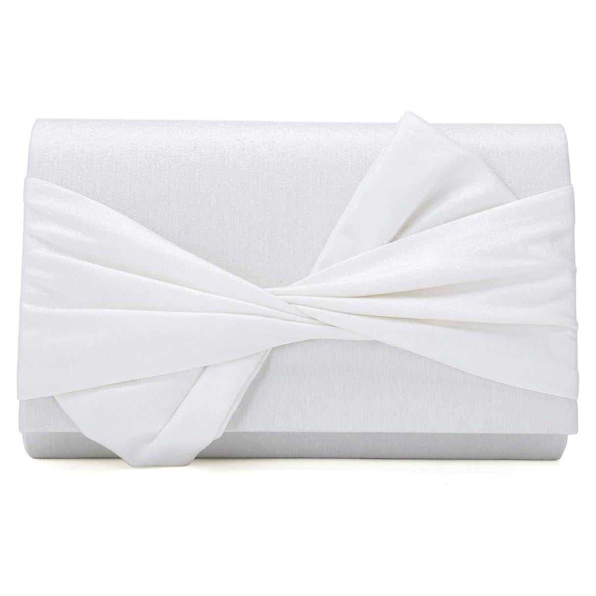 Bolso de Noche Satén iXebella Blanco con Lazo Elegante